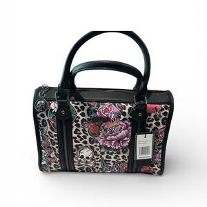 Ed Hardy Pink Floral and Leopard Satchel